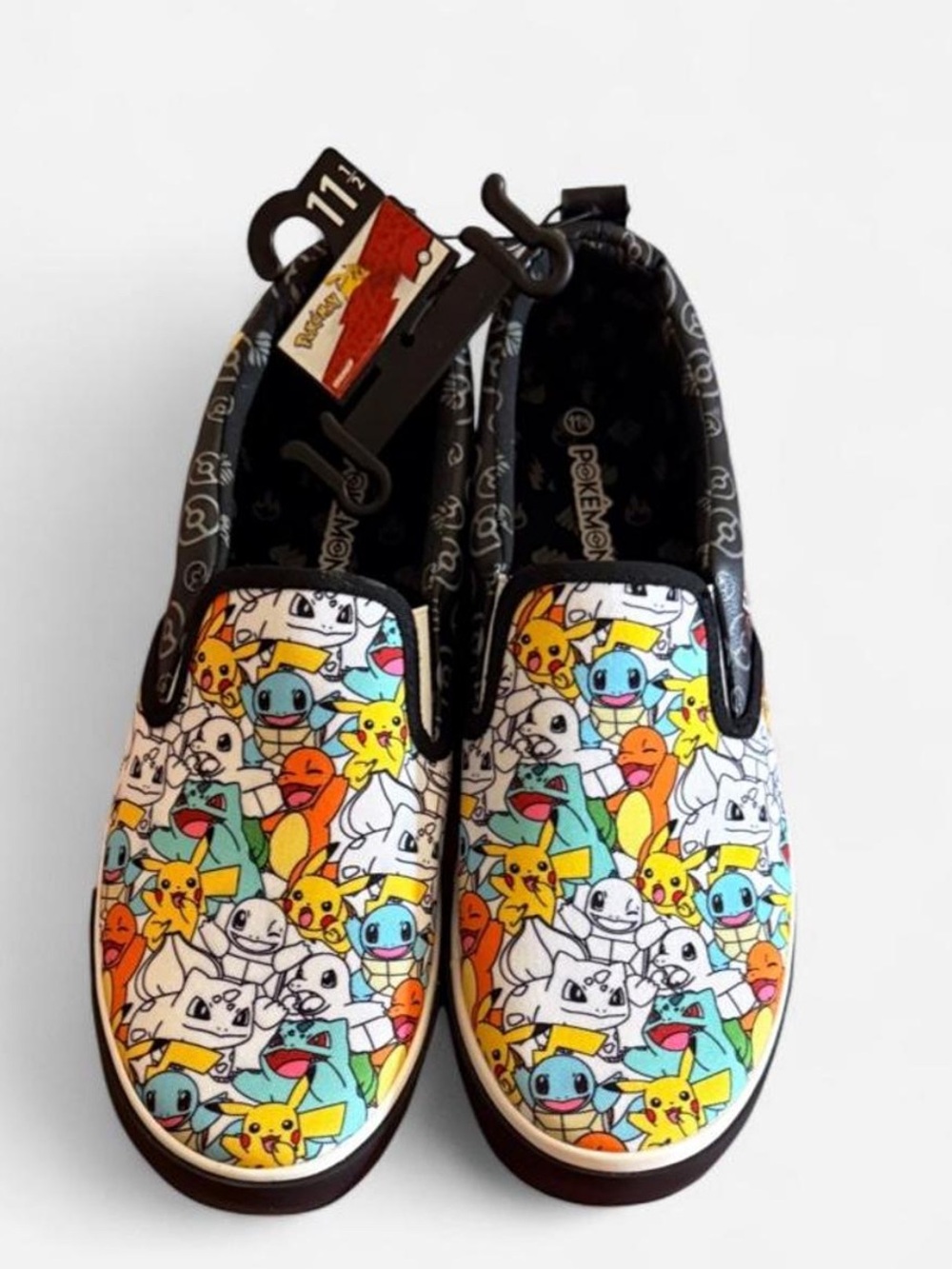 Pokemon Men's Slip-On Sneakers with Yellow, Blue, Green & Orange Character Print